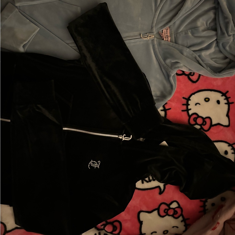 Juicy Couture Black and blue Velour zip up jacket  with Logo NWT